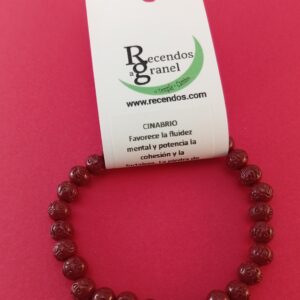 PULSERA CRISTAL CINABRIO BOLA 6mm