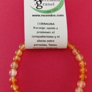 PULSERA CRISTAL CORNALINA BOLA 6mm