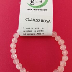 PULSERA CRISTAL CUARZO ROSA BOLA 6mm