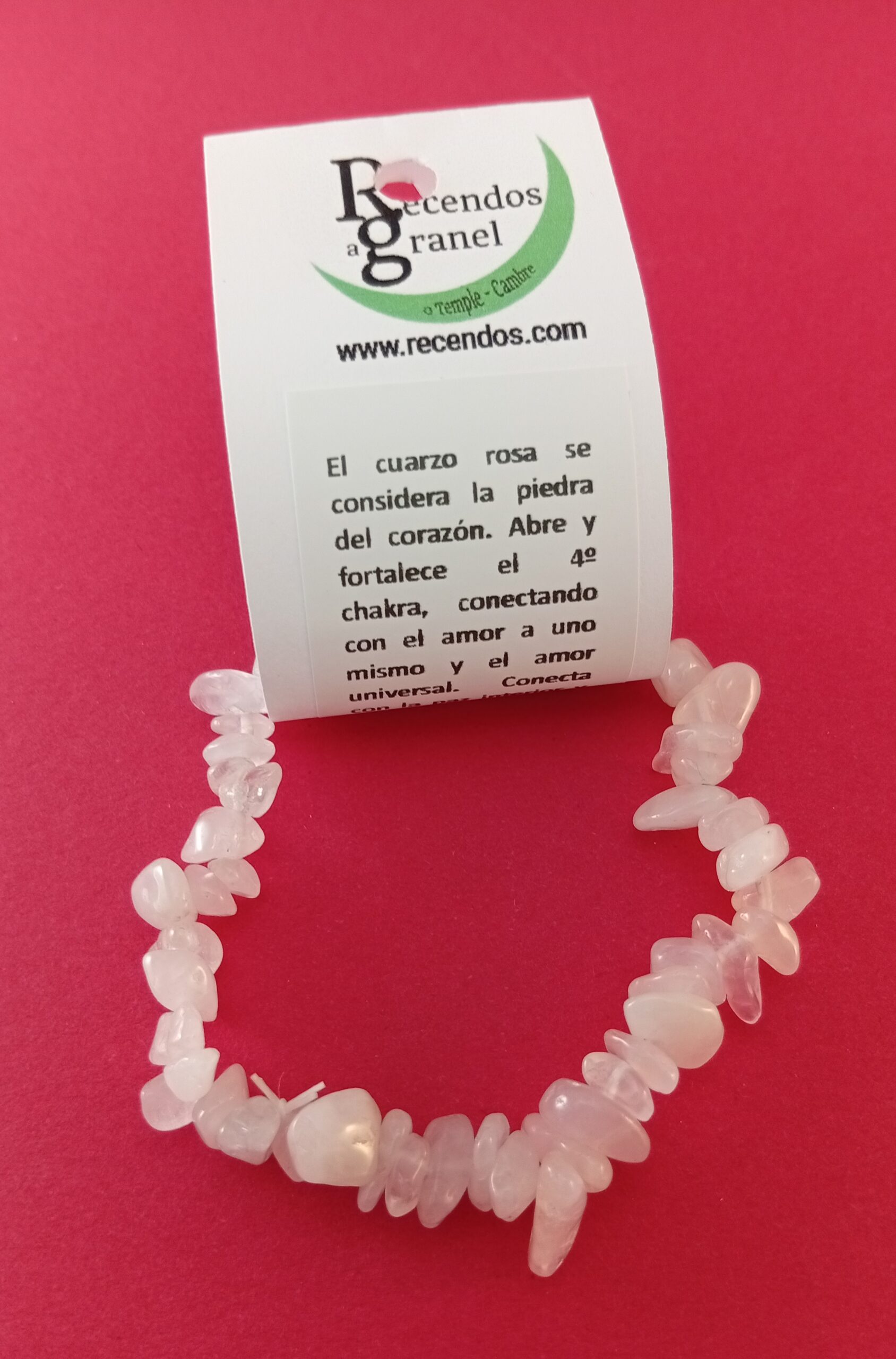 PULSERA CRISTAL CUARZO ROSA CHIP
