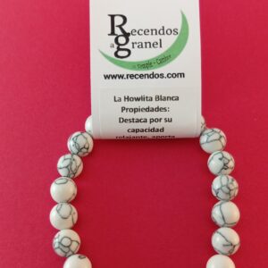 PULSERA CRISTAL HOWLITA BLANCA BOLA 6mm
