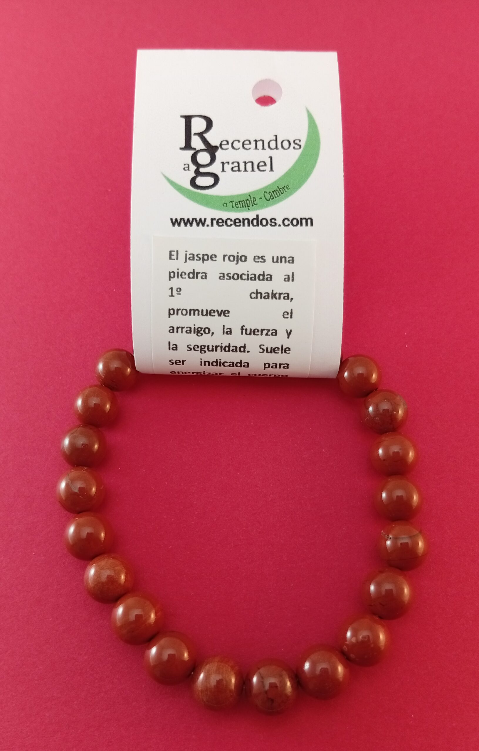 PULSERA CRISTAL JASPE ROJO BOLA 6mm